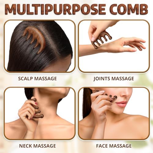 Cozlow Head Scalp Comb - Premium Wooden Massage Comb for Neck & Shoulder - Natural Sandalwood Massager for Soft & Smooth Hair - Wood Therapy Massage Tool for Stress Relief & Muscle Relaxation - Image 4