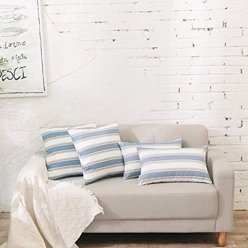 Stripe Pillow Case Soft Linen Rectangle Decorative Throw Cushion Cover Pillowcase with Invisible Zipper for Bed 12" x 20 " - Image 5
