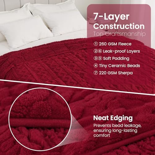 Drewin 20lbs Weighted Blanket Queen Size for Adults,Red,60 x 80 inches - Image 6
