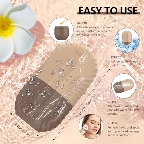 Ice Roller for Face and Eye, Silicone Ice Facial Roller Ice Holder, Face Ice Mold Skin Care, Face Icers Reusable Ice Cube Roller for Shrink Pores Anti Wrinkle Reduce Puffiness, Brown - Image 5