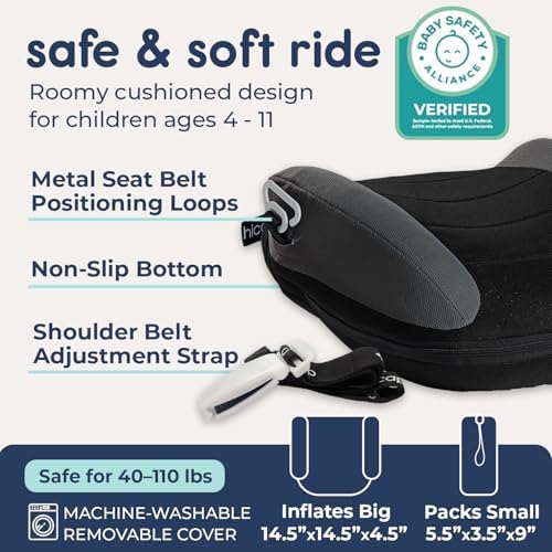 UberBoost Inflatable Booster Car Seat, Travel Booster Seat, Graphite Black - Image 3