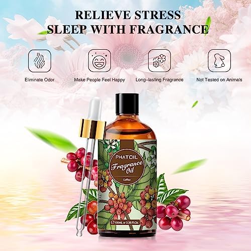 PHATOIL 3.38FL.OZ Coffee Fragrance Oils for Aromatherapy, Essential Oils for Diffusers for Home, Perfect for Diffuser, DIY Candle and Soap Making, DIY Scented Products - 100ml - Image 4