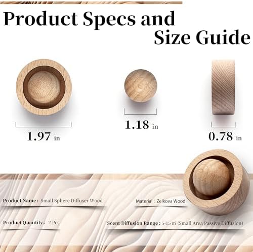 2Pcs Wooden Essential Oil Diffuser – Compact Passive Oil Diffuser, Versatile Style for Home, Office or Car, Choice (Zelkova Wood, 2) - Image 3