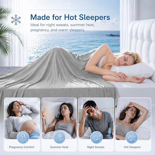 King Size Cooling Blanket for Hot Sleepers - Lightweight Breathable Cool Cold Blanket - Keep Cool for Night Sweats, Soft Thin Ice Blankets for Bed Couch Sofa, (Light Gray, 90"x108") - Image 2
