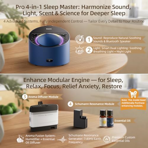 White Noise Machine & Night Light, 12W Powerful Sound Machine with 50+ Natural Sounds, Noise Masking for Snoring, Traffic &Office –Expandable with Aroma Diffuser & Schumann Resonance (Sold Separately) - Image 2