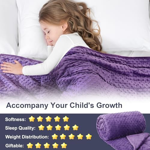 Alomidds Weighted Blanket, Luxury Velvet Weighted Blankets,Warm and Breathable Soft and Comfort Minky, Cute Heavy Blanket with Premium Glass Beads (41"x60" 7LBS, Purple) - Image 4