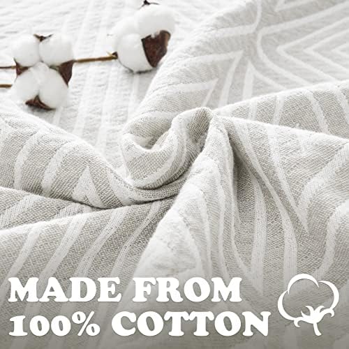 jinchan 100% Cotton Muslin Blanket Twin Boho Throw Blanket 60x80 Soft Gray - Image 3