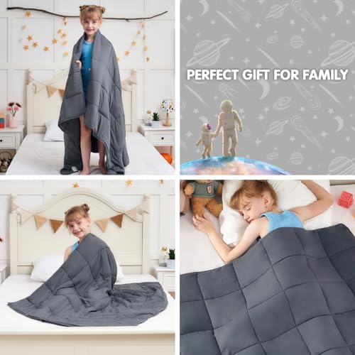 yescool Weighted Blanket 10 Pounds Twin Cooling Weighted Lap Blanket, Grey Heavy Blanket for Teenagers, Weighted Throw Blanket Gifts for 80-110lbs, 48"x72" - Image 4