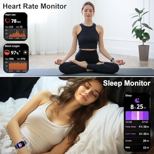 Smart Watch for Men Women Answer/Make Call, 1.91" HD Touch Screen Smart Watch, 100+ Sports Fitness Watch, Heart Rate/Sleep/SpO2 Monitor/Pedometer, IP68 Waterproof Fitness Tracker for Android iOS, Blue - Image 3
