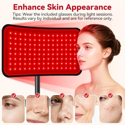 Red Light Therapy for Face & Body, 2-in-1 Red Light Panel with Belt, 660nm Red Light and 850nm Infrared Red Light Therapy Lamp, Remote Control, Adjustable Brightness & Timer for Skin Care & Relaxation - Image 4