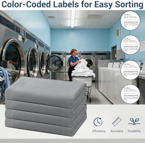 Twin Flat Sheet Only, 1 Pack Top Bed Sheets, Soft Breathable Brushed Microfiber Color-Coded Label Threads, (66"x96",Light Gray) - Image 4