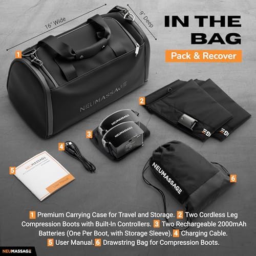 Professional Leg Compression Massager Recovery System | Cordless Rechargeable Air Recovery Boots with Sequential Compression | Fast Recovery & Improved Circulation [Medium, Black] - Image 4