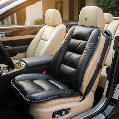 CORRIDOR Genuine Leather Seat Cushion for Car - Handmade - Relieve Hip, Pressure and Sciatica Pain - Ideal for Lower Back Pain - for Office Chair and Car Seat (Premium Black, Seat + Backrest) by CORRIDOR