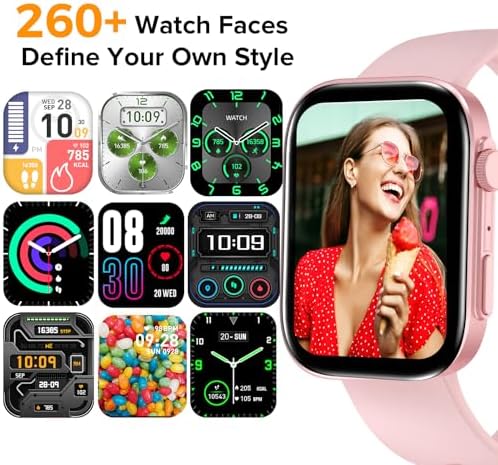 Smart Watches for Women, Make/Answer Calls, 2.01" HD Screen with 260+ Watch Faces, Heart Rate/SpO2/Sleep Monitor, 123 Sports Modes, Long Battery Life Fitness Watch Compatible with iPhone Android, Pink - Image 3