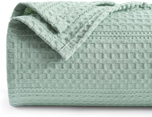 PHF Lightweight Waffle Weave Blanket Twin Size 66"x 90", Soft Woven Summer Blanket for Hot Sleepers - Aesthetic Home Decor for Couch Bed Sofa, Pet Friendly, Sage Green by PHF