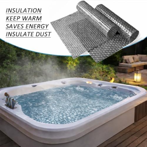 Hot Tub Bubble Blanket - 8 x 8 FT 16-Mil Square Pool Spa Solar Cover | Heavy Duty Floating Heat Retaining Thermal Blanket for Insulating Solar Heating （Gray） - Image 2