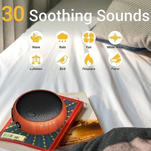 Sound Machine Small White Noise Machine with 30 Soothing Sounds Sleep Machine for Baby Kids Adults Natural Sounds Rain Fan Brown Pink Nosie Machine with 36 Volume Levels for Office Home Travel(Wooden) - Image 2