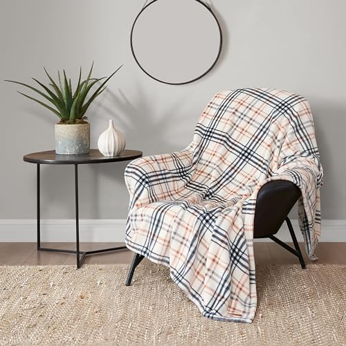 Lucky Brand Camper Plaid Beige 50"x70" Cozy Plush Blanket - Premium Microfiber Throw for Luxurious Comfort and Style by LuckyBrand