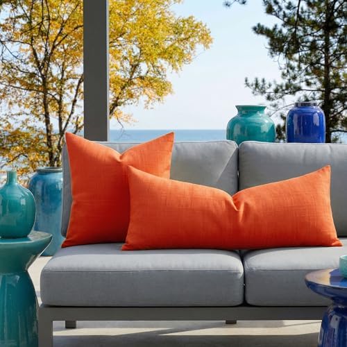 Kevin Textile Outdoor Waterproof 14”x36” Pillow Cover 1 Pack, Orange - Image 5