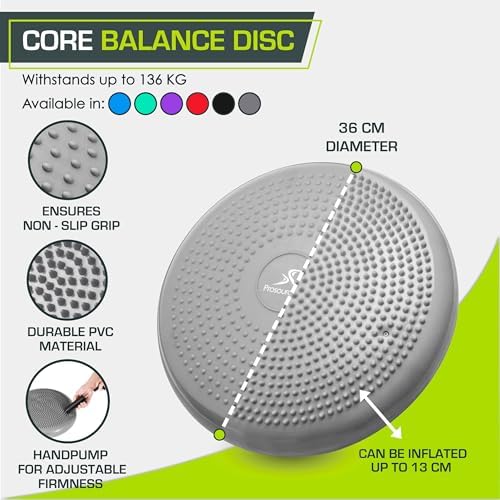 ProsourceFit Core Balance Disc, Inflatable Wobble Cushion with Hand Pump, Dual-Textured Non-Slip Surface for Core, Balance, and Stability Training, 14-inch - Image 2
