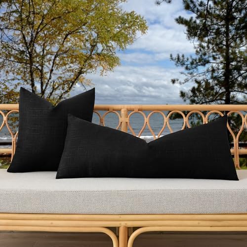 Kevin Textile Outdoor Waterproof 14”x36” Lumbar Pillow Cover 1 Pack, Black - Image 4
