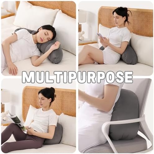 Peallow(Pat. Pend) – Long Round Body Pillow for Adults, Bolster Pillow for Sleeping, Soft and Supportive Pillow for Sleeping & Lumbar Support (Urban Grey, 29.5") - Image 6