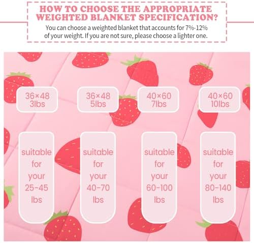 Pink Strawberry Weighted Blanket 2 lbs Heavy Throw Blanket, 20"x30" - Image 6