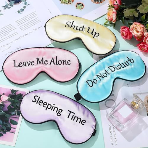 4 Pack Funny Eye Mask for Sleeping Blackout, Purple, Yellow, Blue, Pink - Image 7