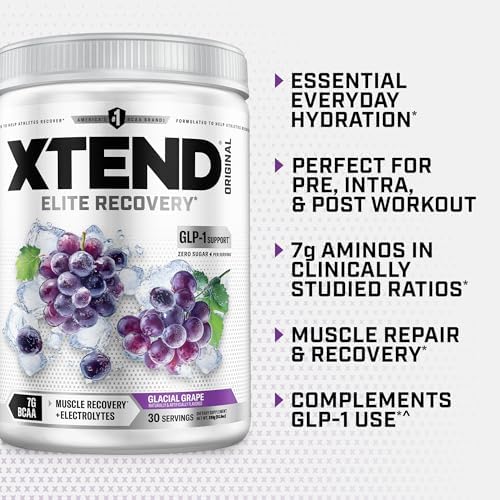 Xtend Original BCAA Powder with Zero Sugar, Glacial Grape, 30 Servings - Image 4