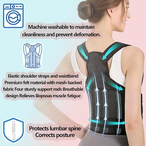 Back Brace Posture Corrector for Women and Men,Back Straightener Posture Corrector,Adjustable Posture Trainer,Back Brace Support for Upper Lower Back Pain Relief(S). - Image 6
