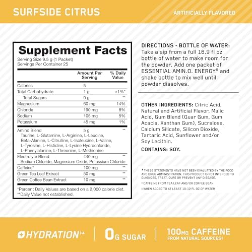 Optimum Nutrition Amino Energy Plus Focus Stick Packs, Surfside Citrus 25Ct - Image 3