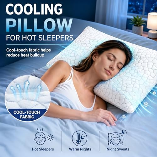 Cooling Pillow King Size 1 Pack, Adjustable Bed Pillows for Sleeping, Luxury Shredded Memory Foam Pillows, Soft Yet Supportive Firm Pillow for Side, Back, Stomach Sleepers, Cool Pillow for Hot Sleeper - Image 4