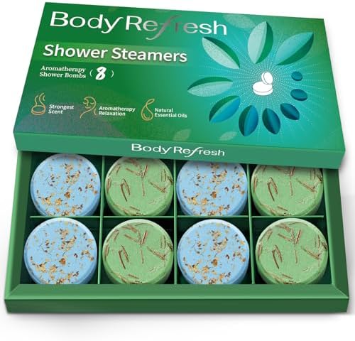 Shower Steamers Aromatherapy - 8 Pack Shower Bombs with Natural Essential Oils, Birthday Gifts for Women Self Care Relaxation Home SPA Stress Relief Eucalyptus for Shower, Gifts for Women Her Mom by BodyRefresh