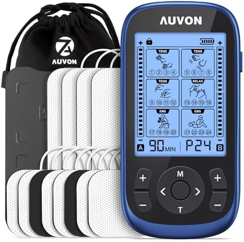AUVON 3-in-1 TENS Unit Muscle Stimulator, 40 Levels for Gradual Pain Relief by AUVON