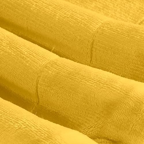 Elegant Comfort Ultra Soft Reversible Flannel Sherpa Blanket - Cozy Silky Fleece Throw for Couch, Bed - Plush Fuzzy Warm Winter Blanket for Gift, Queen, Yellow - Image 7