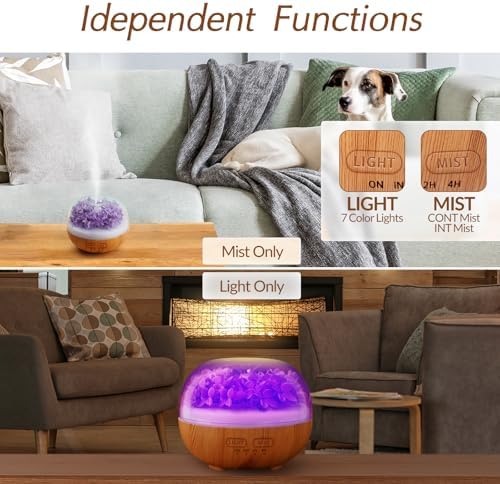 Aromatherapy Essential Oil Diffuser, 300ml Air Diffuser Humidifier with 7 LED Colors, Timer & Auto-Off for Home Bedroom Office (Purple) - Image 2