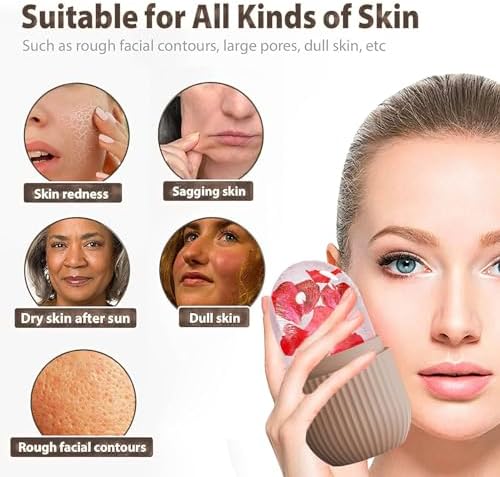 XHJRI Ice Face Roller Massager,Ice Cube Roller for Face, Eyes and Neck Naturally Conditioning and Skin Care,De-Puff Eye Bags,Reduce Migraine Pain,Reusable Massage Silicone Ice Mold (Coffee) - Image 4