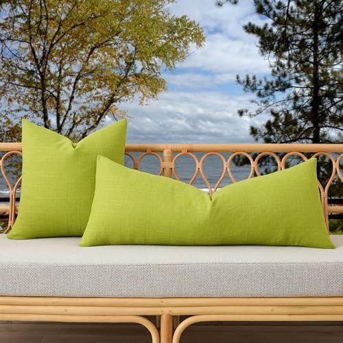 Kevin Textile Outdoor Waterproof 14”x36” Lumbar Pillow Cover 1 Pack, Green - Image 4