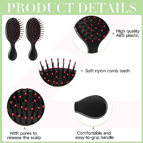 Epakh 12 Hair Brush Comb Set Wet Detangling Mini for Travel, Black - Image 5
