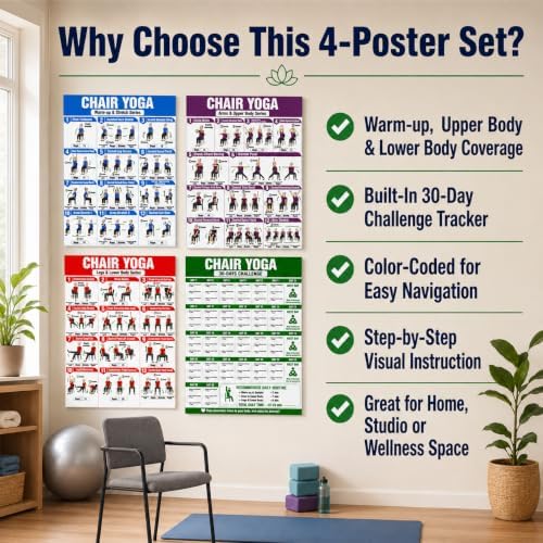 12x18 in Chair Yoga Chart for Seniors & Beginners Poster (Yoga Seniors) - Image 7