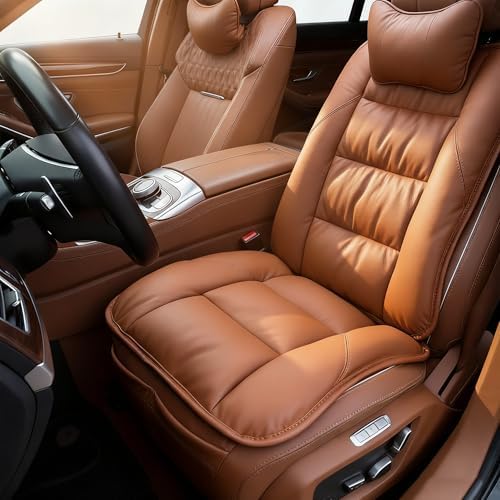 CORRIDOR Genuine Leather Seat Cushion for Car - Handmade - Relieve Hip, Pressure and Sciatica Pain - Ideal for Lower Back Pain - for Office Chair and Car Seat (Red Flag Brown, Cushion + Backrest) by CORRIDOR
