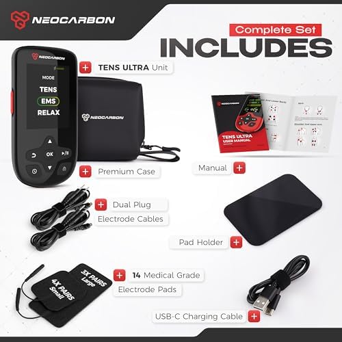 NEOCARBON TENS Unit Muscle Stimulator Ultra for Pain Relief, Black - Image 5