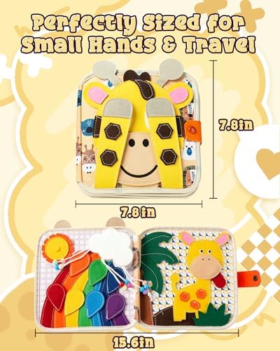 Montessori Busy Book, 8-Page Sensory Activity Toy, Giraffe - Image 7