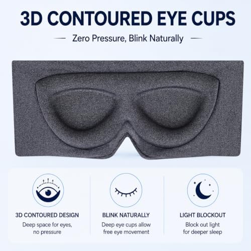 ALASKA BEAR Sleep Eye Mask for Back and Side Sleepers, Women or Men, Gray - Image 3