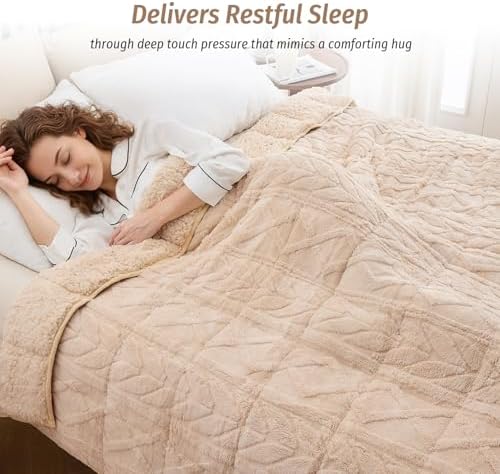 Wemore Soft Weighted Blanket for Adults 48" x 72" 15 lbs Twin Size Khaki - Image 2