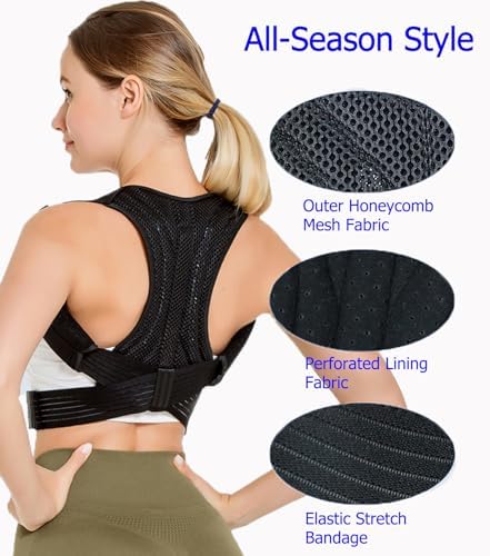 Posture Corrector for Women & Men Adjustable Lightweight Upper Back Brace Support Improve Posture Support Belt for Scoliosis Pain Relief From Shoulder Back Correct Hunchback（Black,Medium） - Image 5