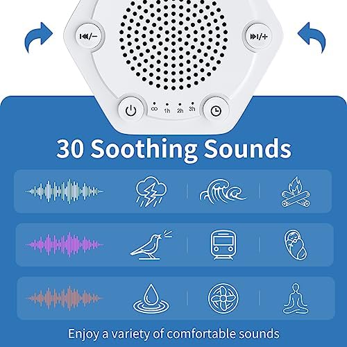 White Noise Sound Machines with High Fidelity 30 Unique Non-Looping Soothing Sounds 12 Colors Night Light 4 Timers 10-Level Brightness 32-Level Volume and Memory Function - Image 2