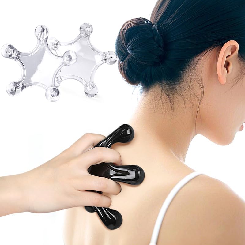 Trigger Point Massage Tools, 2 Pcs 5 Point Deep Tissue Manual Massager Handheld Body Massagers, Handheld Palm Pressure Point Massage Tool for Neck Shoulder Back Muscle Pain Relief (Transparent) by Unknown