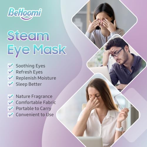 BeHoomi Steam Eye Mask, 10 Packs Heated Eye Mask, Self Heating Disposable Warm Compress for Eyes Sleep Mask, Travel Essentials & Relaxation Gifts (Unscented+Lavender) - Image 5