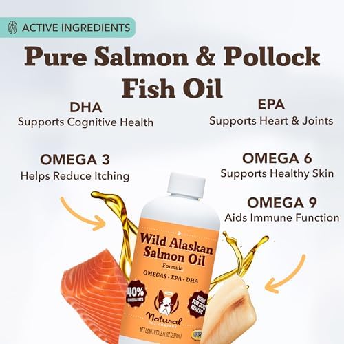 Natural Dog Company Wild Alaskan Salmon Oil for Dogs & Puppies - Omega 3 Fish Oil Supplement for Small Dogs with EPA & DHA, Trial Size Skin, Coat, Joint & Heart Support, 8 oz - Image 2